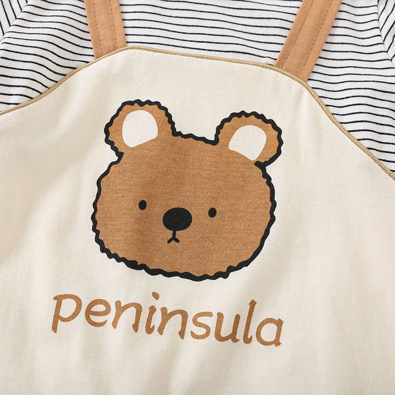Cartoon Bear Cute Baby Short Sleeve Rompers
