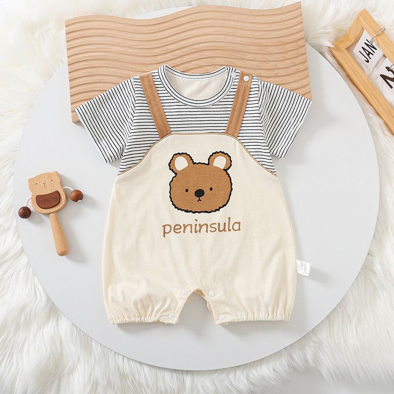 Cartoon Bear Cute Baby Short Sleeve Rompers