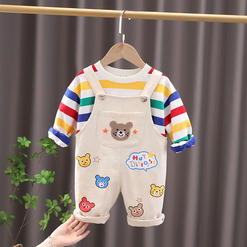 Cute Bear Boys' Top Overalls Suit