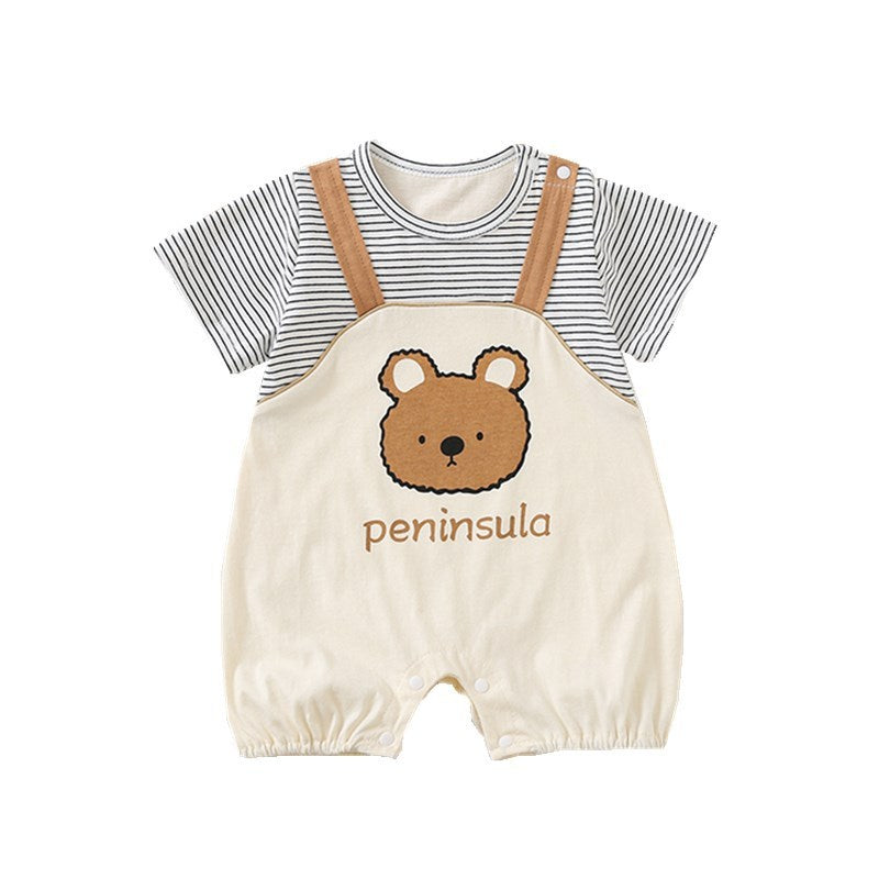 Cartoon Bear Cute Baby Short Sleeve Rompers