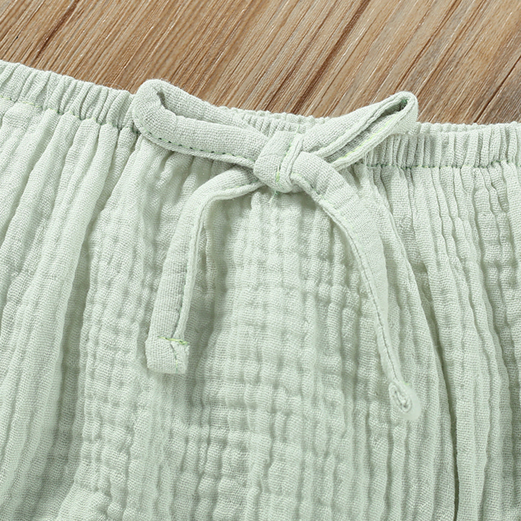 Girls' Solid Color Sling Top Pants Suit