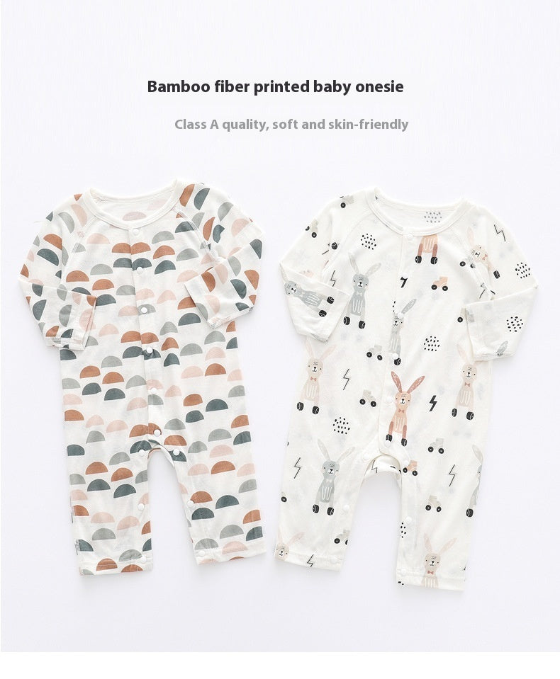 Light And Soft Bamboo Fiber Baby Jumpsuit Cute Animal Design